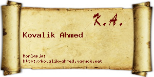 Kovalik Ahmed névjegykártya